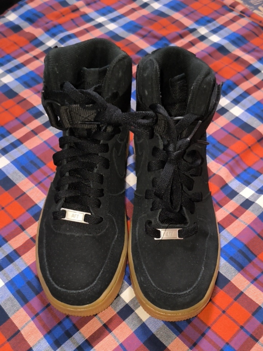 Nike Air Force 1 High Black Suede Gum Bottom Sole 749266-001 Women's Size 8.5